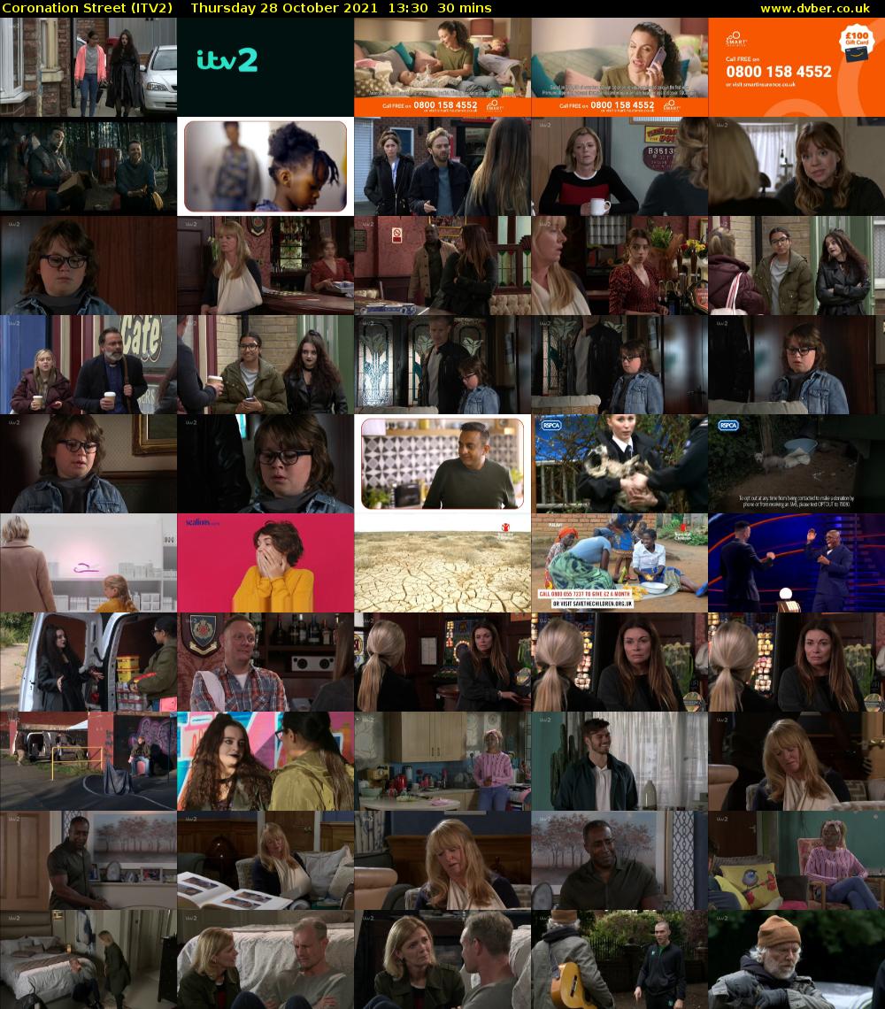 Coronation Street (ITV2) Thursday 28 October 2021 13:30 - 14:00