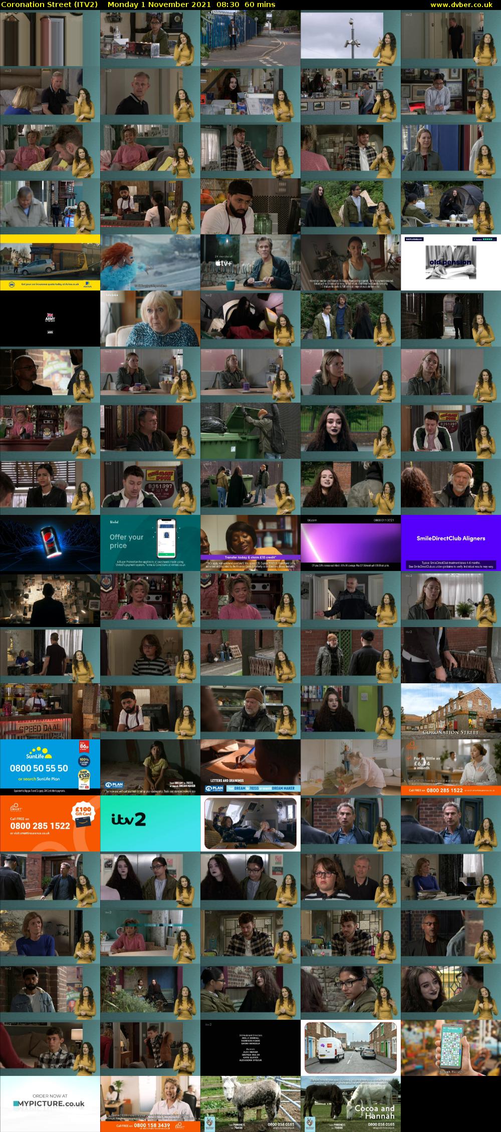 Coronation Street (ITV2) Monday 1 November 2021 08:30 - 09:30