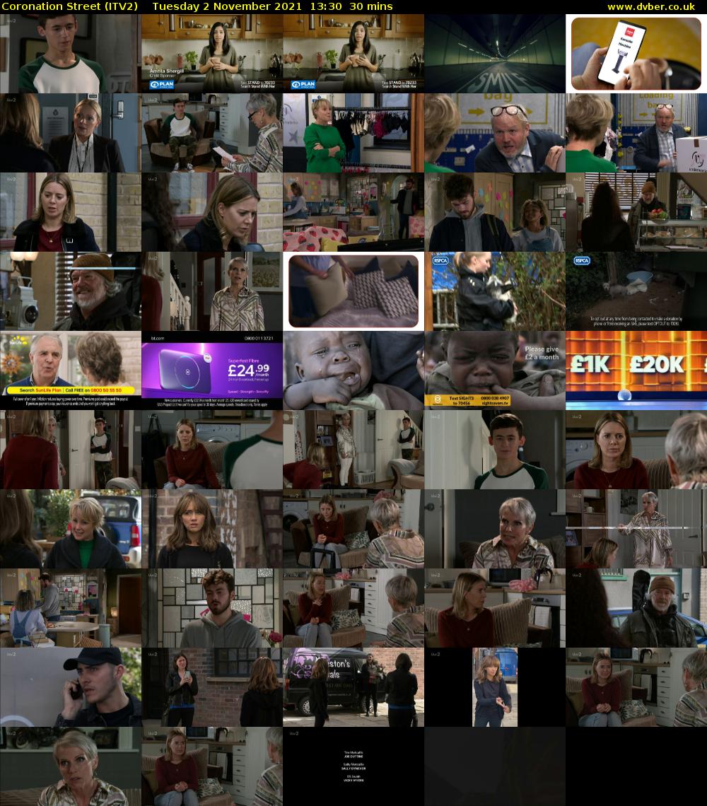 Coronation Street (ITV2) Tuesday 2 November 2021 13:30 - 14:00