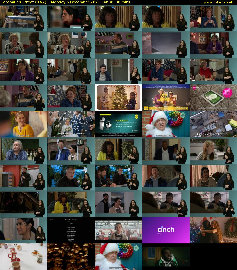 Coronation Street (ITV2) Monday 6 December 2021 09:00 - 09:30