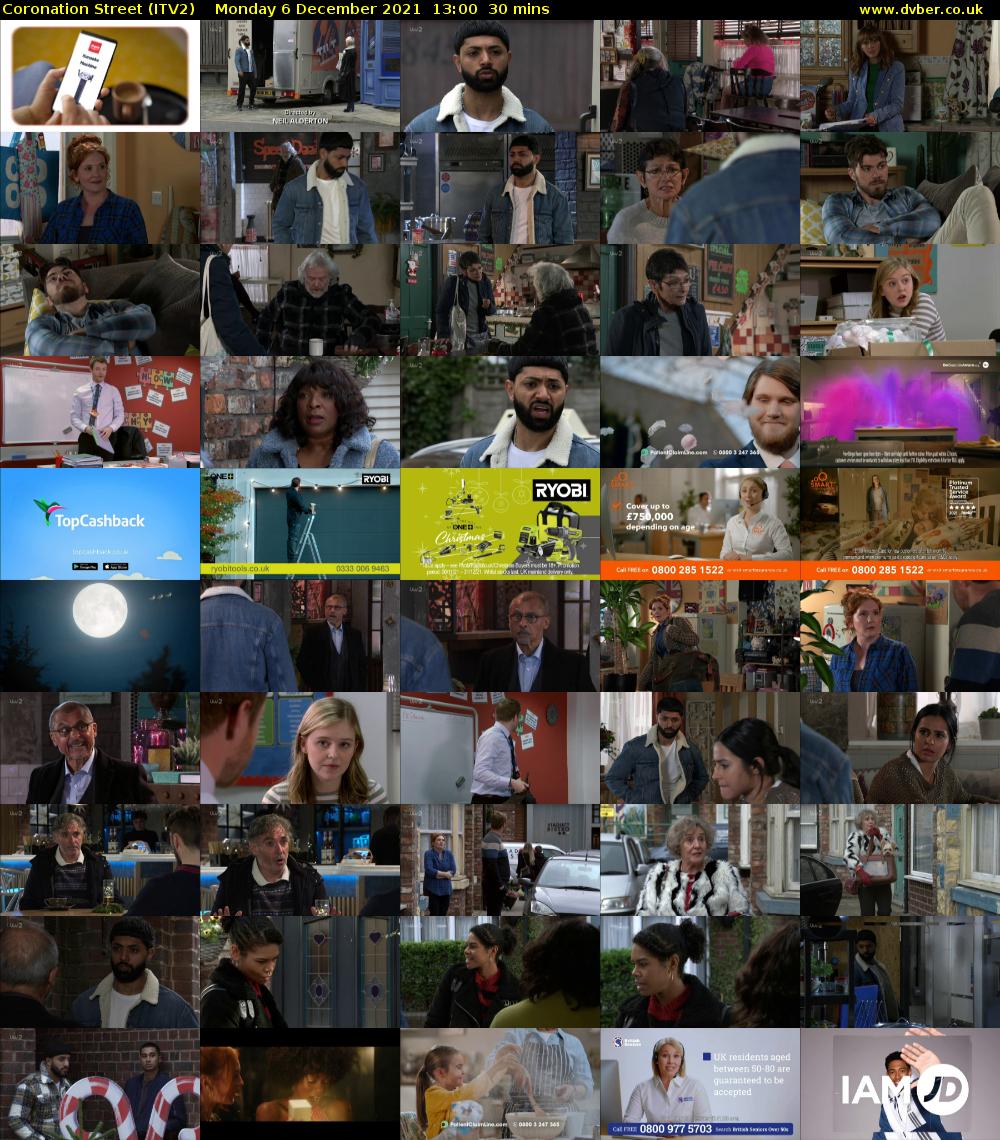 Coronation Street (ITV2) Monday 6 December 2021 13:00 - 13:30