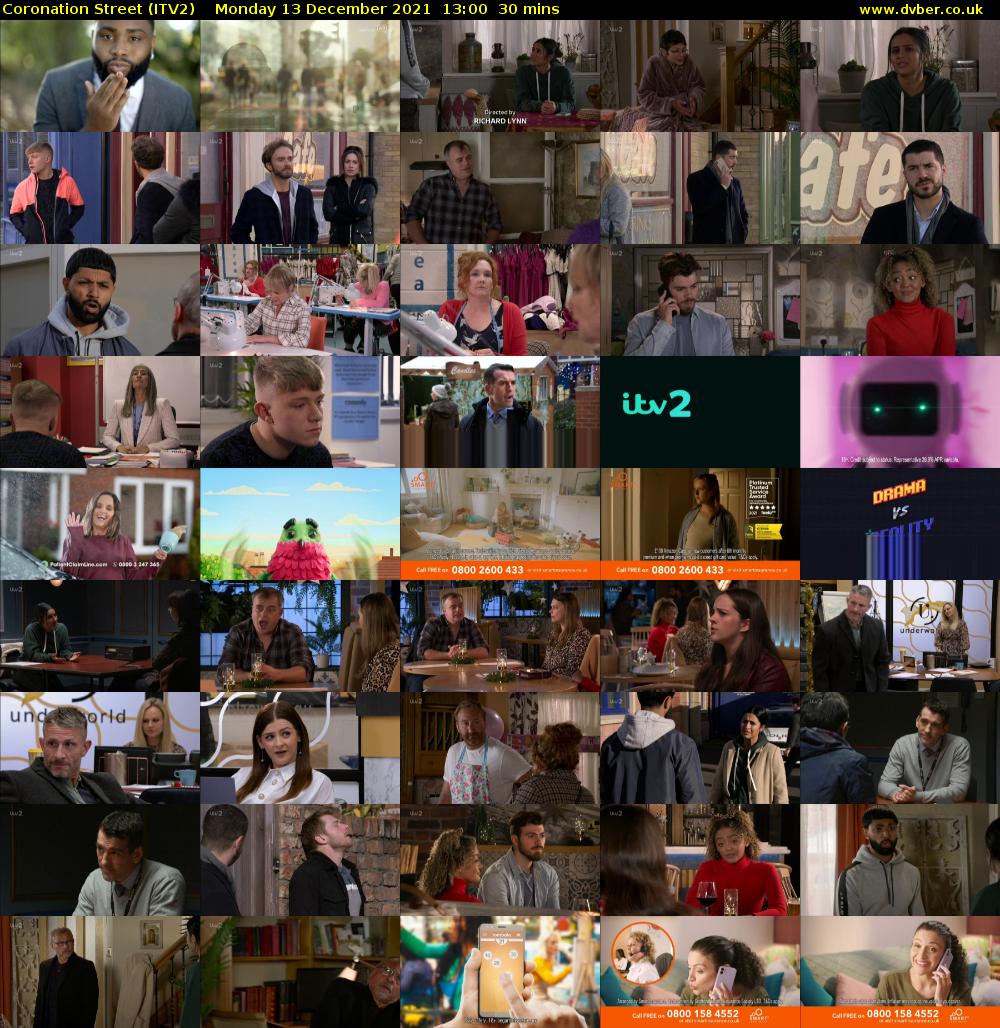 Coronation Street (ITV2) Monday 13 December 2021 13:00 - 13:30