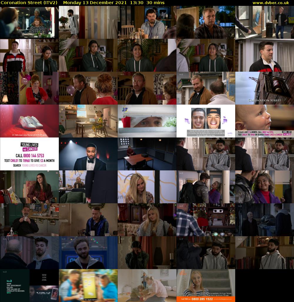 Coronation Street (ITV2) Monday 13 December 2021 13:30 - 14:00