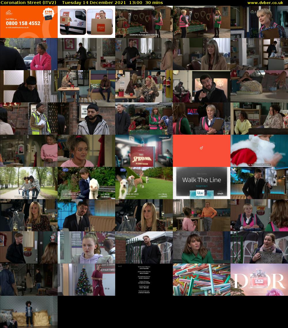 Coronation Street (ITV2) Tuesday 14 December 2021 13:00 - 13:30