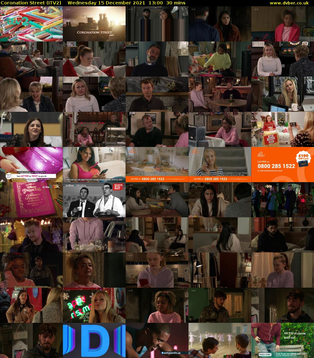 Coronation Street (ITV2) Wednesday 15 December 2021 13:00 - 13:30