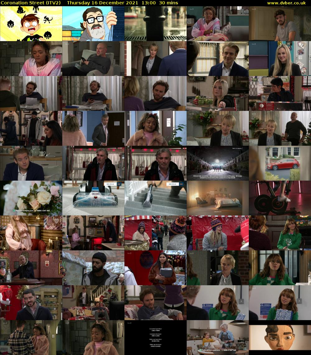 Coronation Street (ITV2) Thursday 16 December 2021 13:00 - 13:30