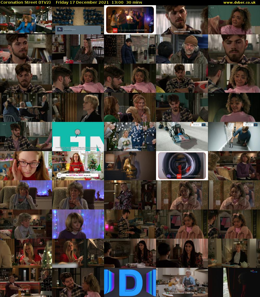 Coronation Street (ITV2) Friday 17 December 2021 13:00 - 13:30