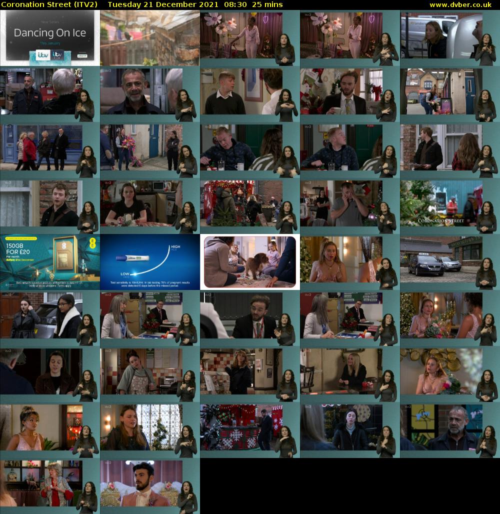 Coronation Street (ITV2) Tuesday 21 December 2021 08:30 - 08:55