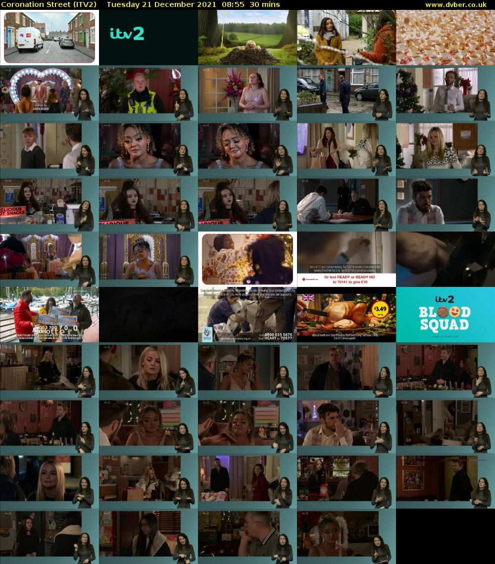 Coronation Street (ITV2) Tuesday 21 December 2021 08:55 - 09:25