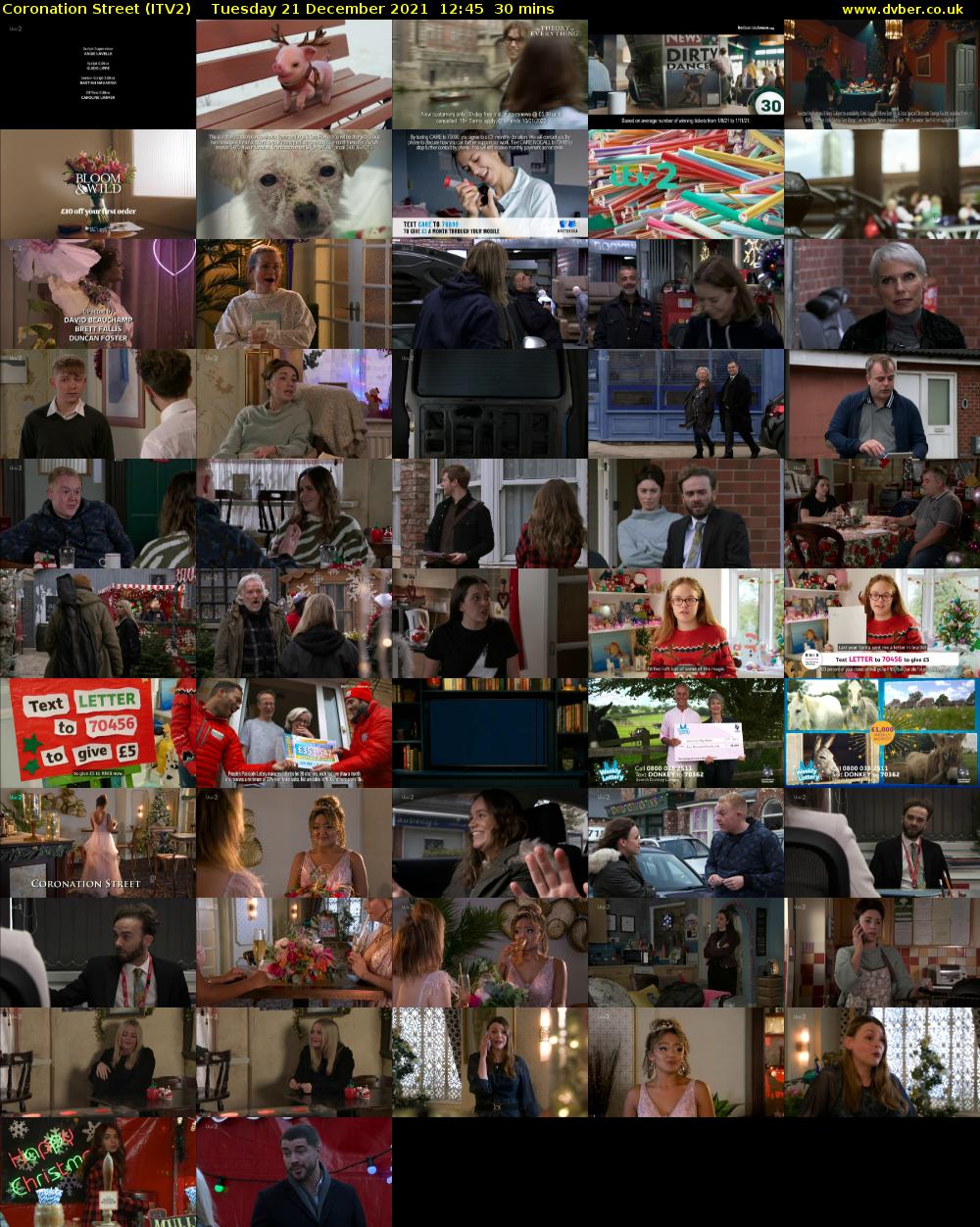 Coronation Street (ITV2) Tuesday 21 December 2021 12:45 - 13:15