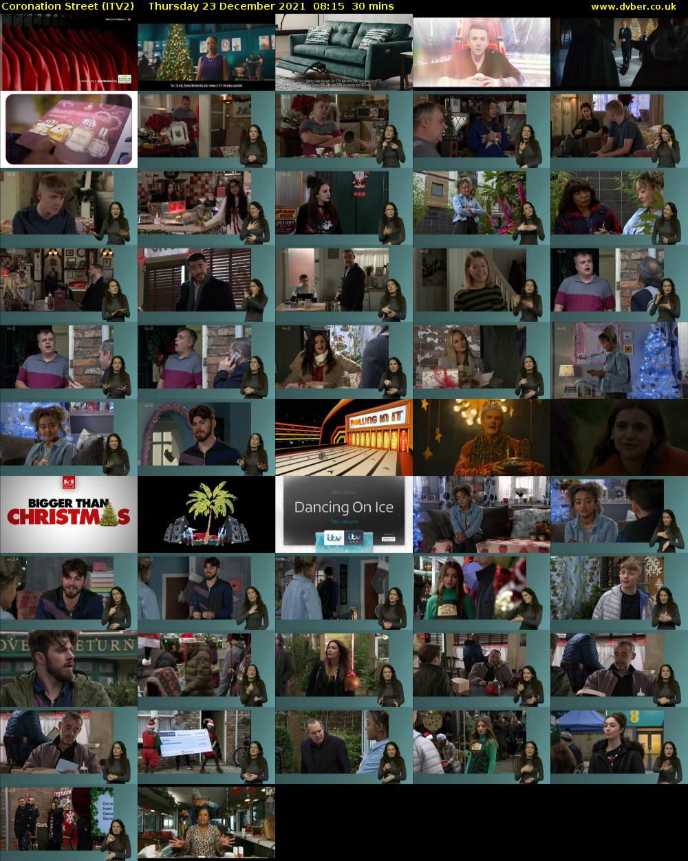 Coronation Street (ITV2) Thursday 23 December 2021 08:15 - 08:45