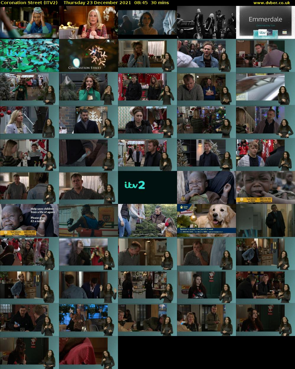 Coronation Street (ITV2) Thursday 23 December 2021 08:45 - 09:15