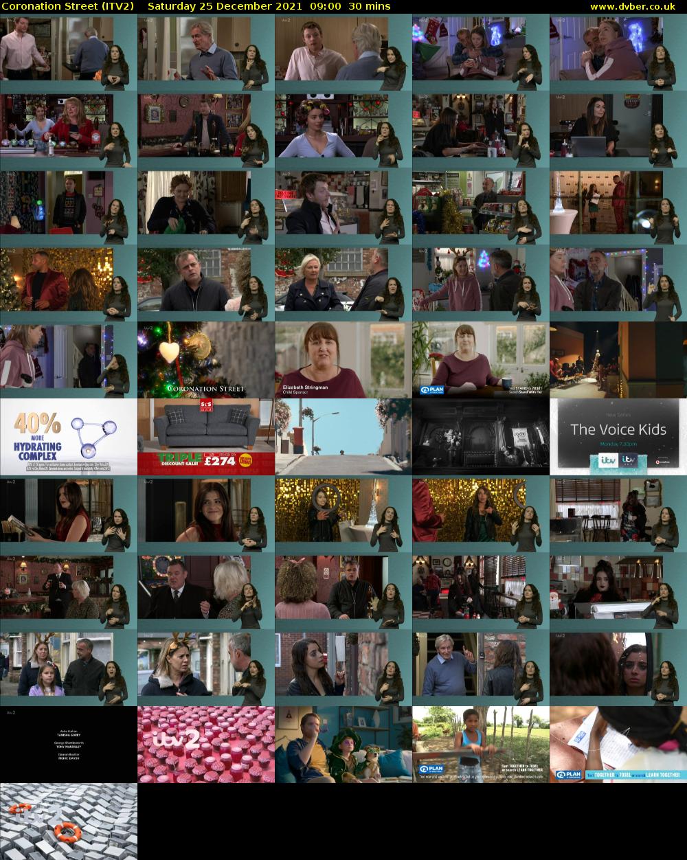 Coronation Street (ITV2) Saturday 25 December 2021 09:00 - 09:30