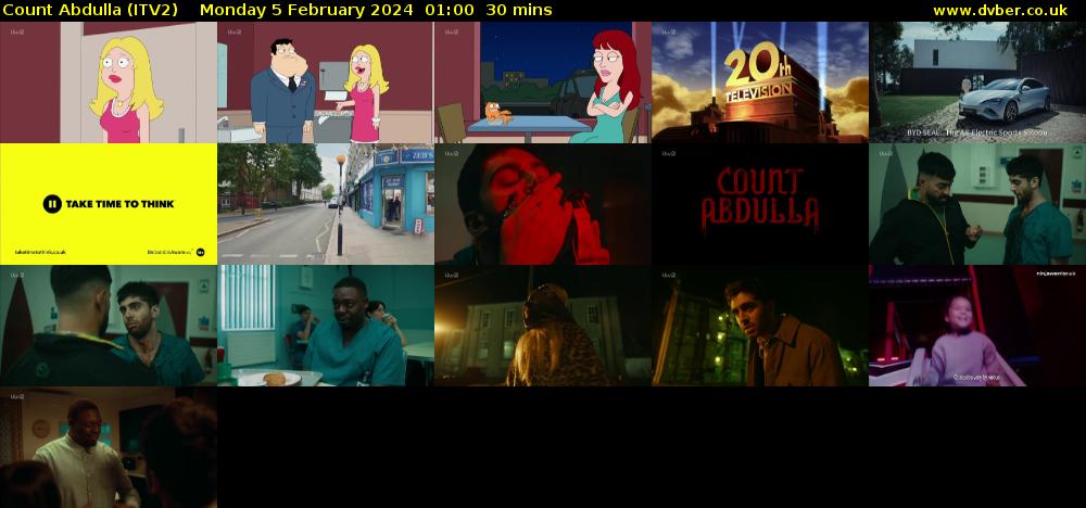 Count Abdulla (ITV2) Monday 5 February 2024 01:00 - 01:30