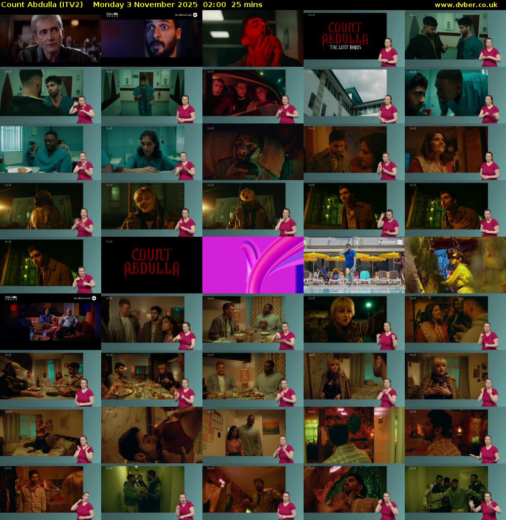 Count Abdulla (ITV2) Monday 3 November 2025 02:00 - 02:25