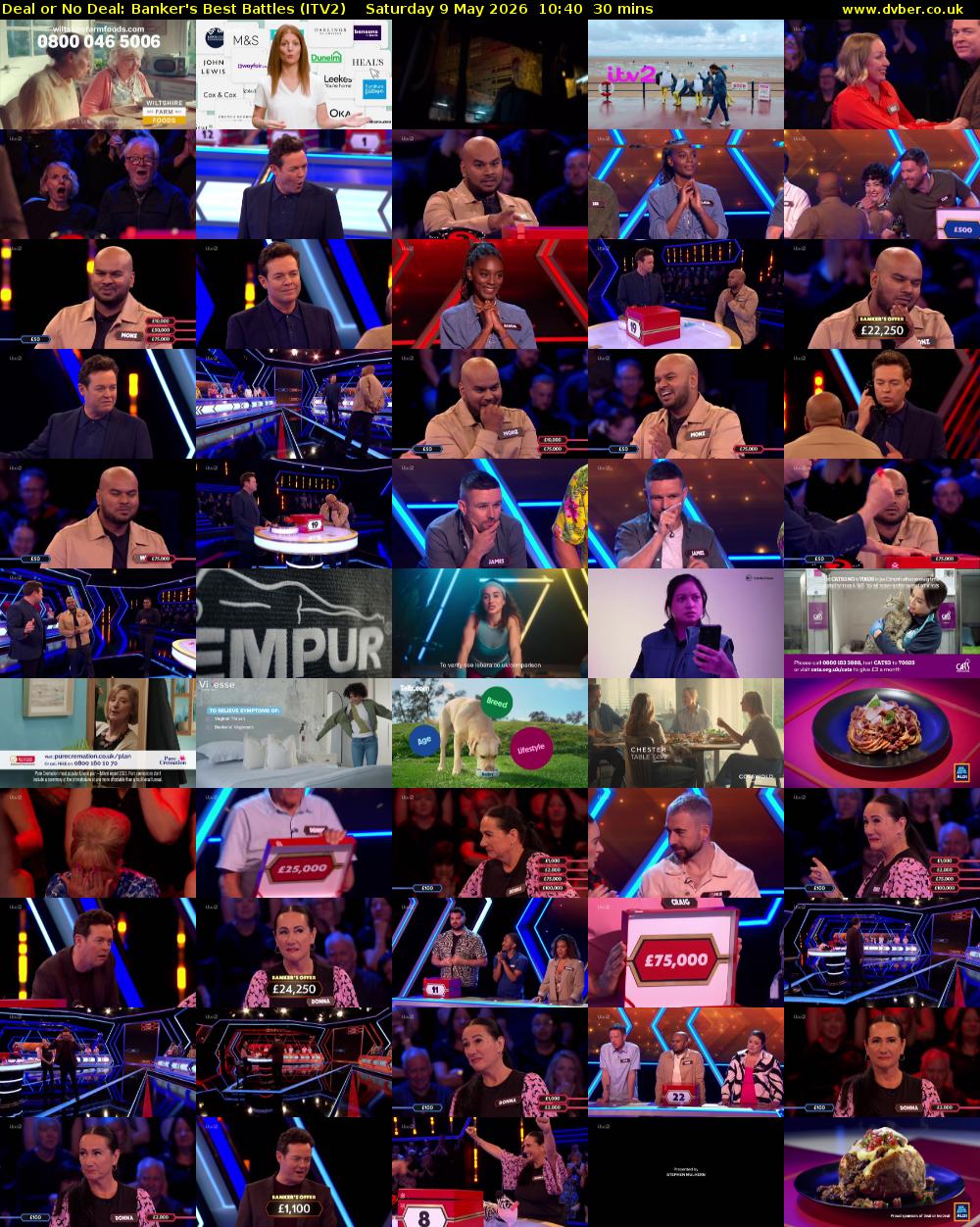 Deal or No Deal: Banker's Best Battles (ITV2) Saturday 9 May 2026 10:40 - 11:10