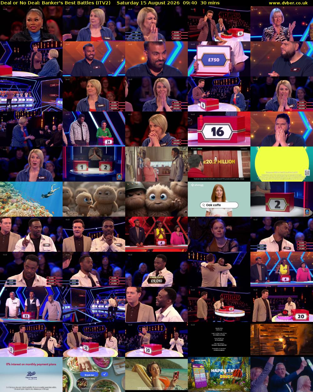 Deal or No Deal: Banker's Best Battles (ITV2) Saturday 15 August 2026 09:40 - 10:10