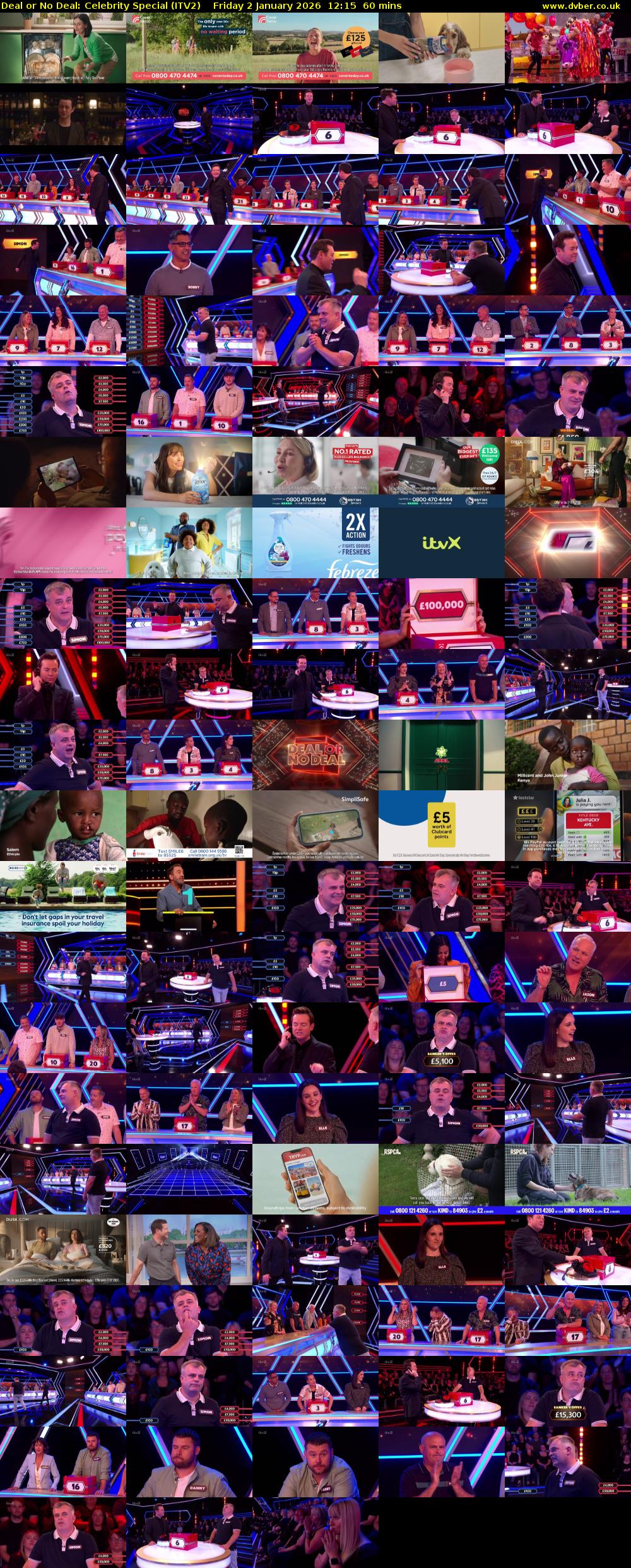 Deal or No Deal: Celebrity Special (ITV2) Friday 2 January 2026 12:15 - 13:15
