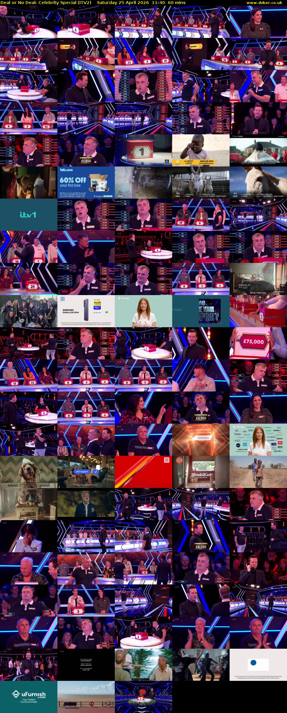 Deal or No Deal: Celebrity Special (ITV2) Saturday 25 April 2026 11:40 - 12:40