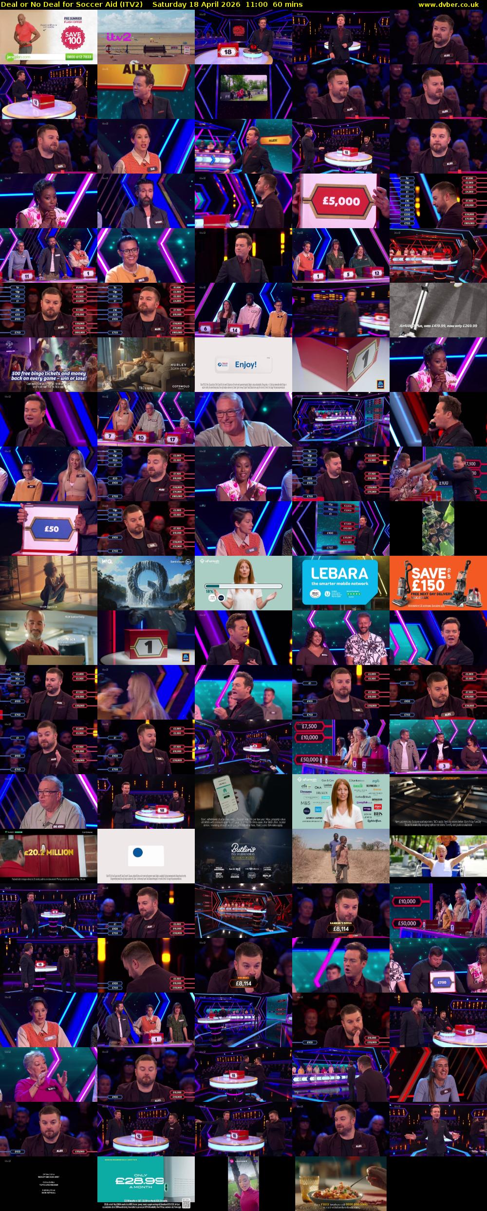 Deal or No Deal for Soccer Aid (ITV2) Saturday 18 April 2026 11:00 - 12:00