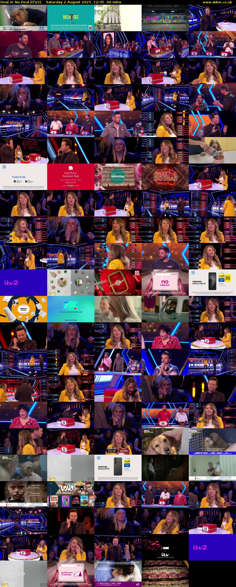 Deal or No Deal (ITV2) Saturday 2 August 2025 12:45 - 13:45