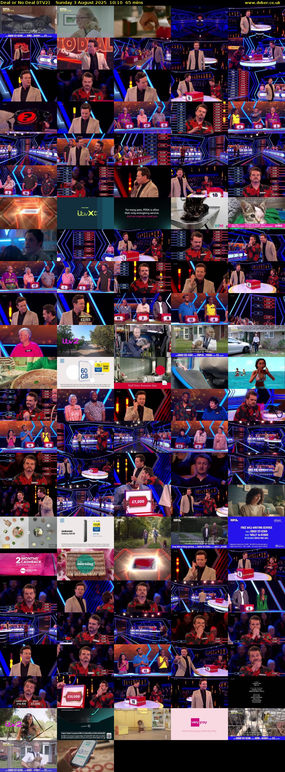 Deal or No Deal (ITV2) Sunday 3 August 2025 10:10 - 11:15