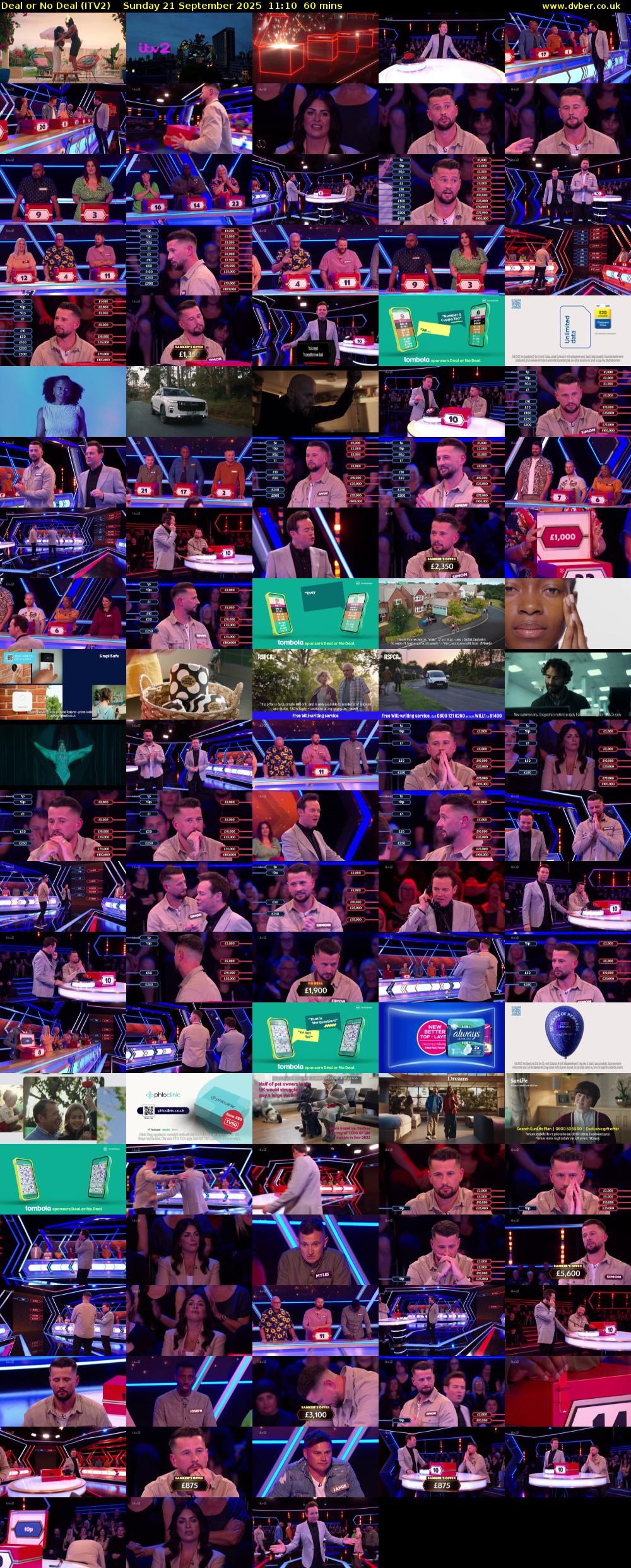 Deal or No Deal (ITV2) Sunday 21 September 2025 11:10 - 12:10