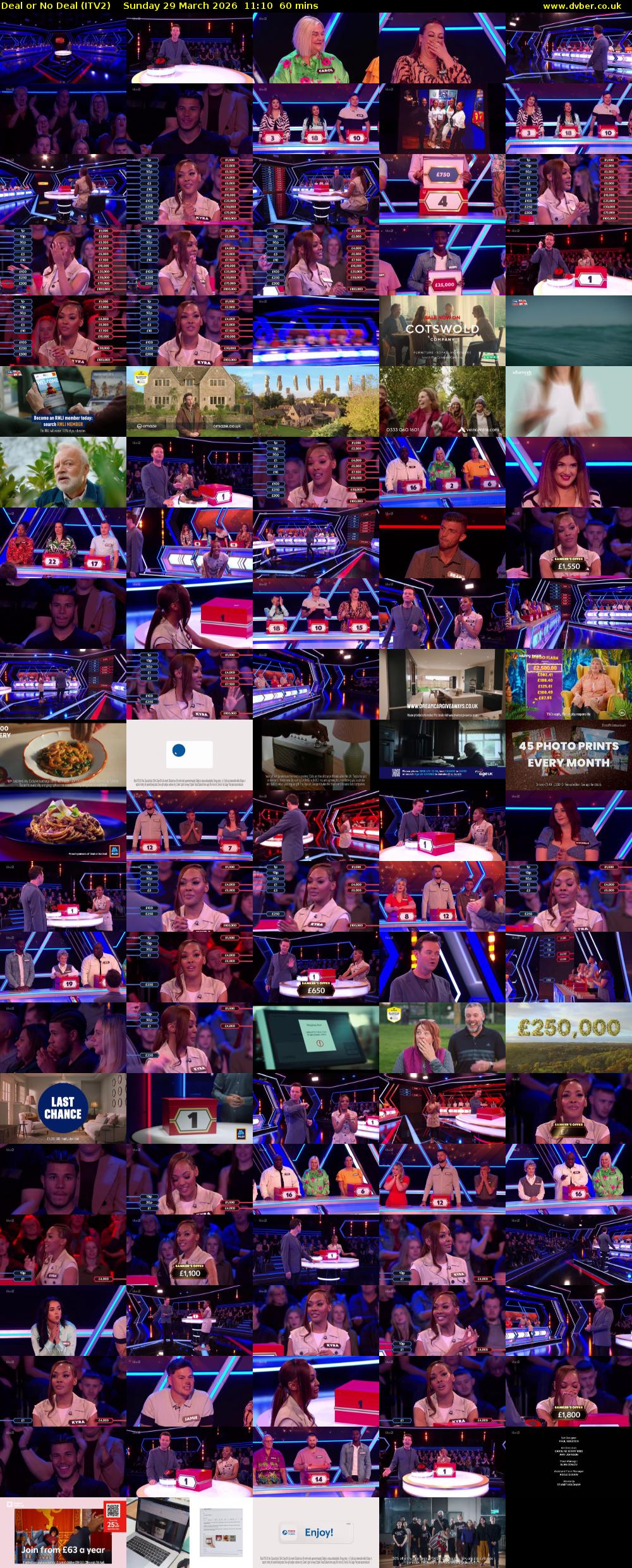 Deal or No Deal (ITV2) Sunday 29 March 2026 11:10 - 12:10