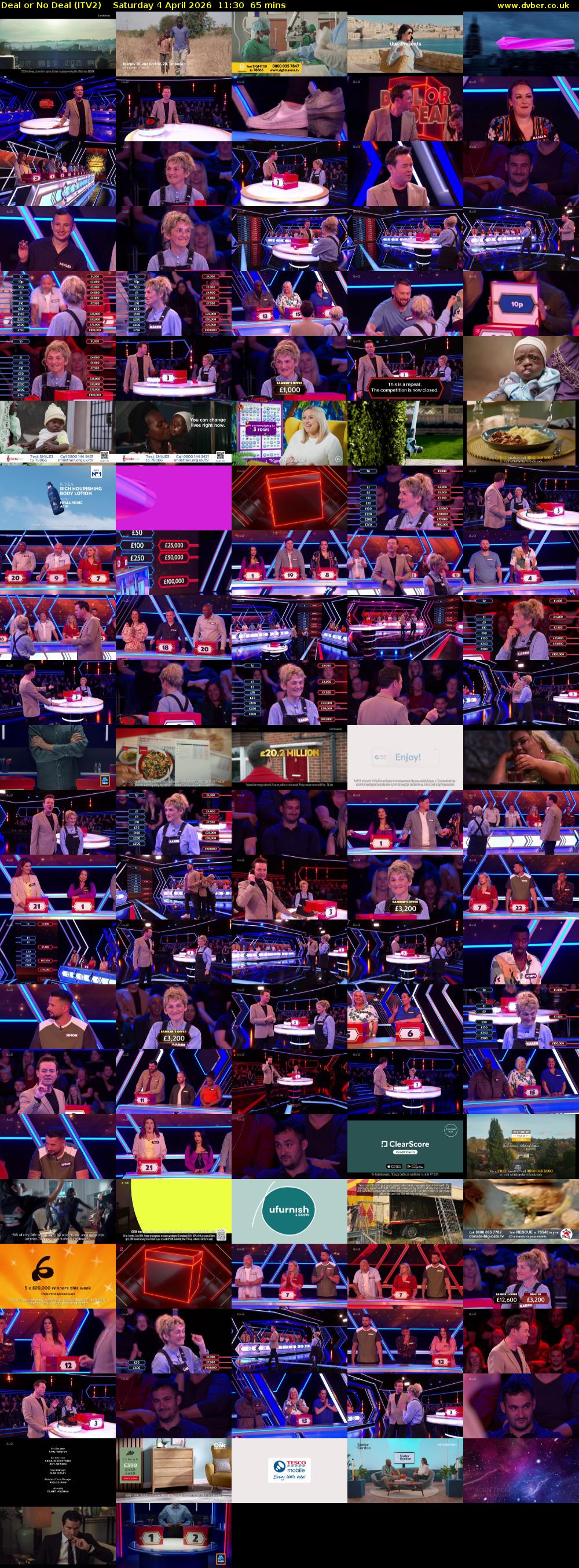 Deal or No Deal (ITV2) Saturday 4 April 2026 11:30 - 12:35