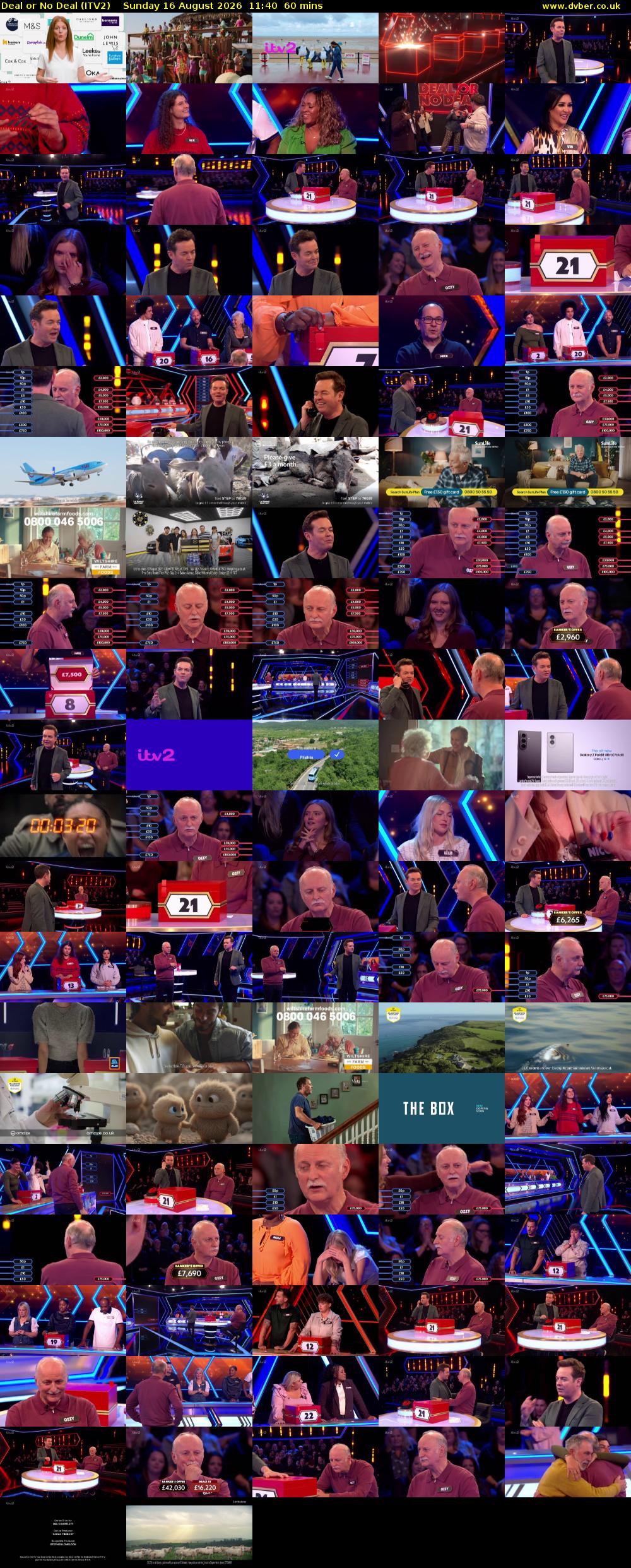 Deal or No Deal (ITV2) Sunday 16 August 2026 11:40 - 12:40