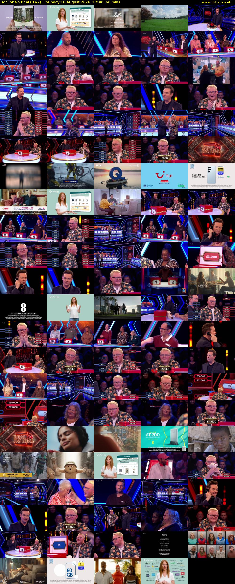Deal or No Deal (ITV2) Sunday 16 August 2026 12:40 - 13:40