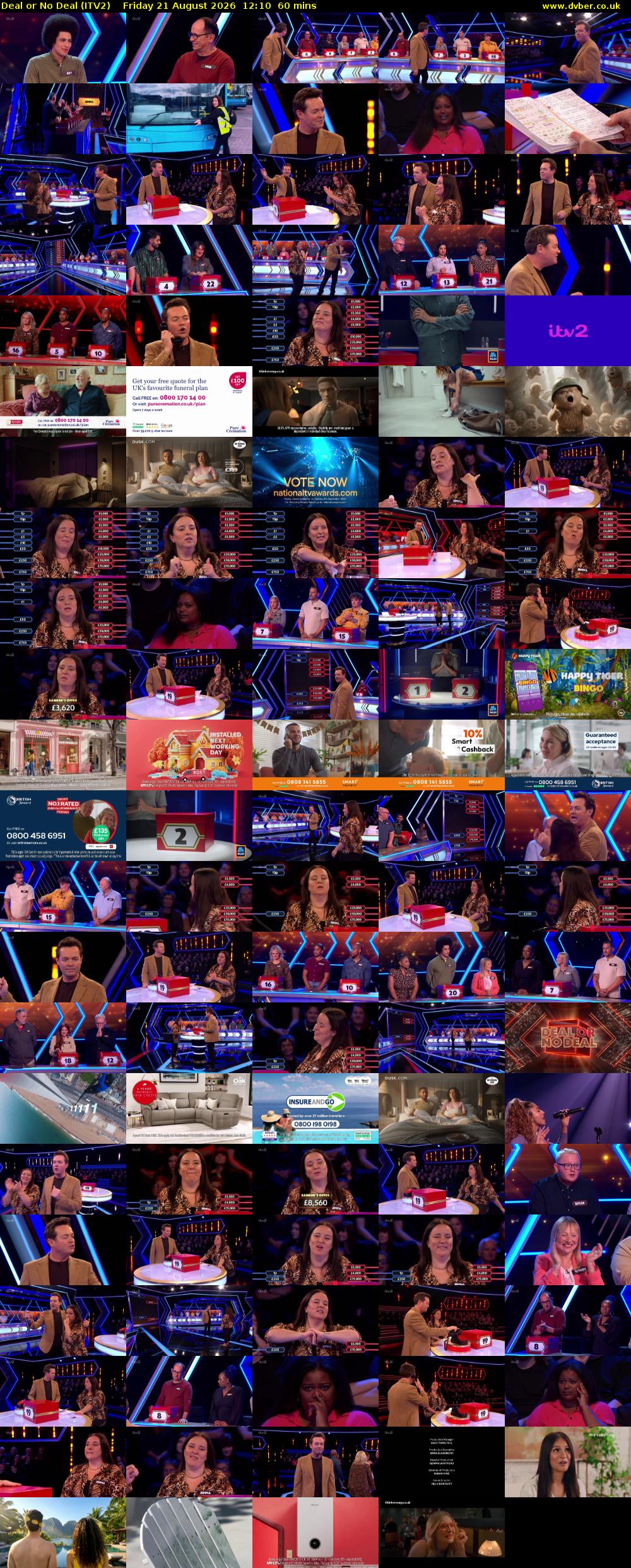Deal or No Deal (ITV2) Friday 21 August 2026 12:10 - 13:10