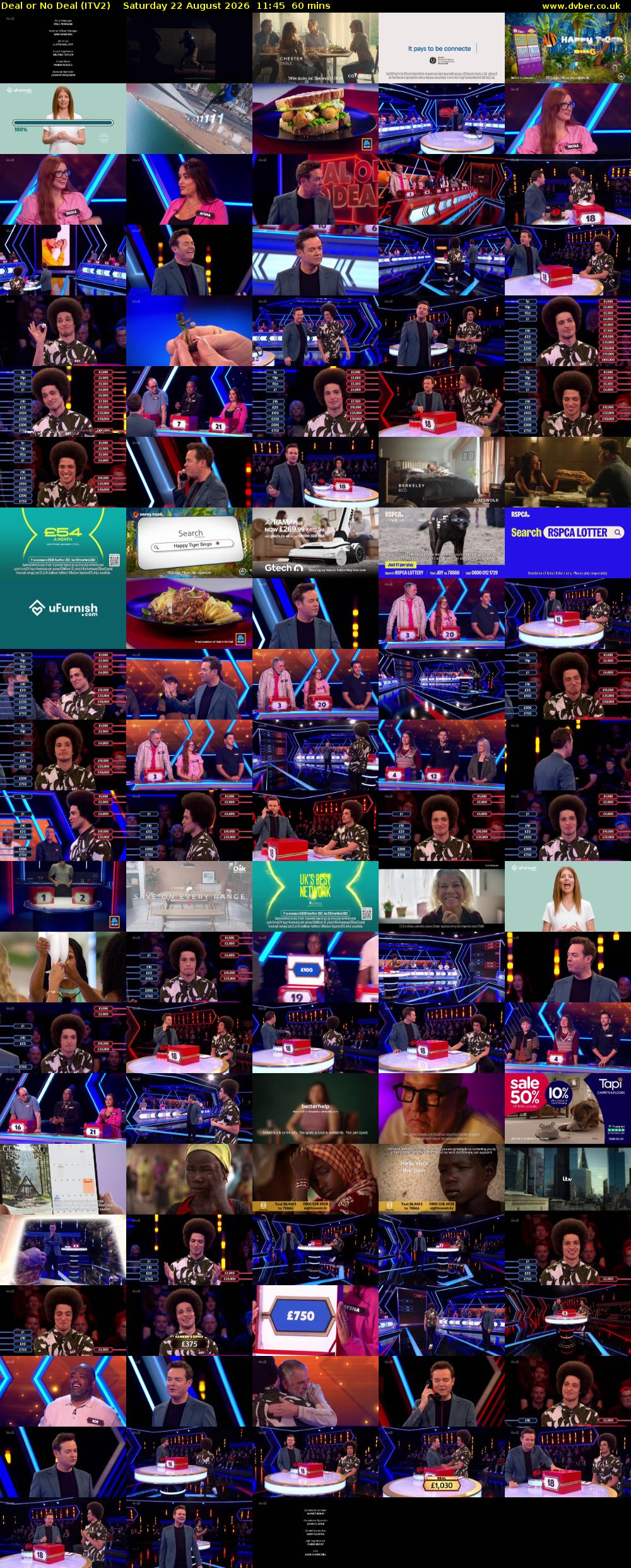 Deal or No Deal (ITV2) Saturday 22 August 2026 11:45 - 12:45