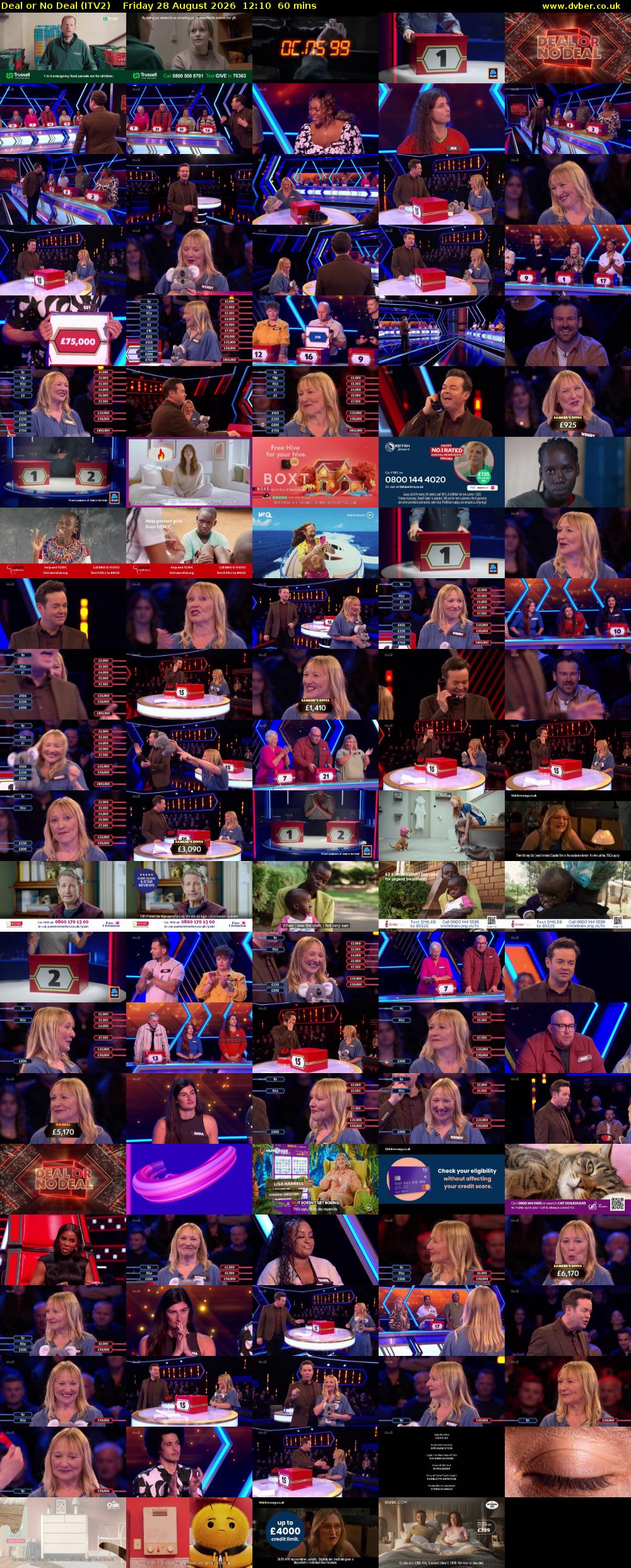 Deal or No Deal (ITV2) Friday 28 August 2026 12:10 - 13:10