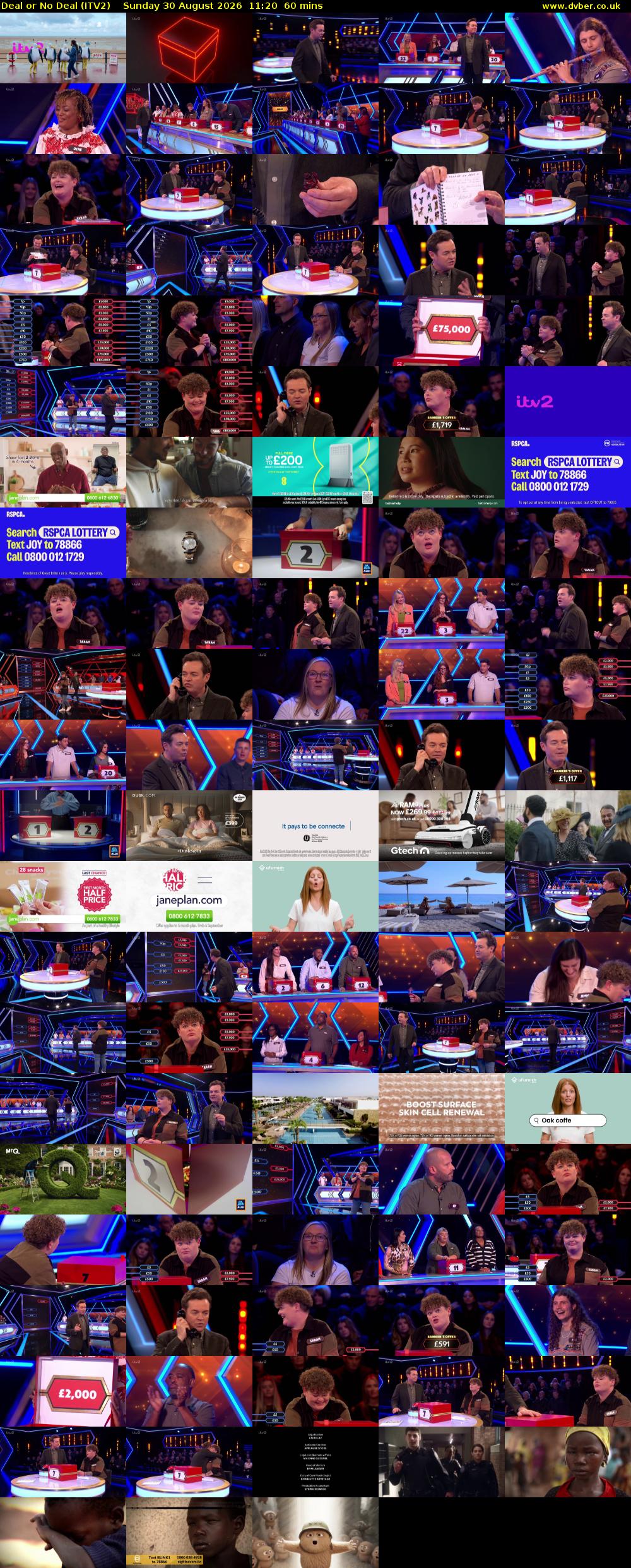 Deal or No Deal (ITV2) Sunday 30 August 2026 11:20 - 12:20