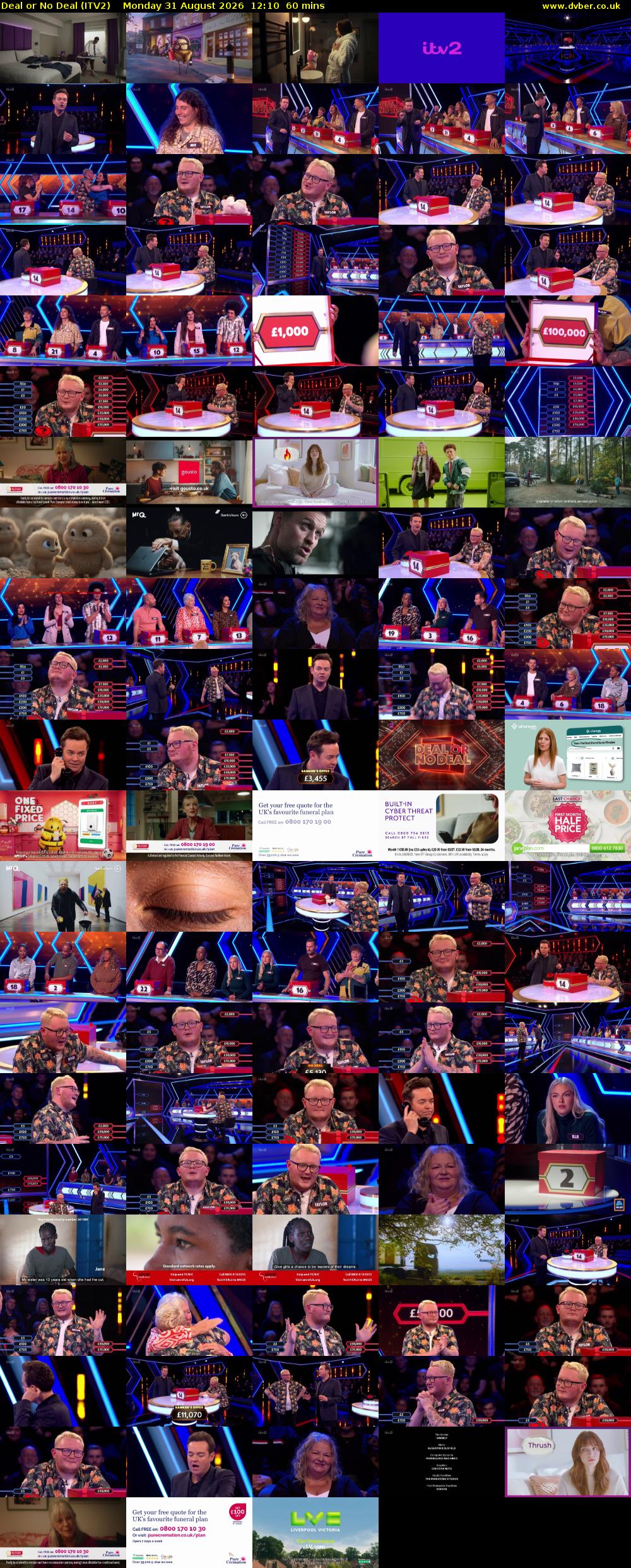 Deal or No Deal (ITV2) Monday 31 August 2026 12:10 - 13:10