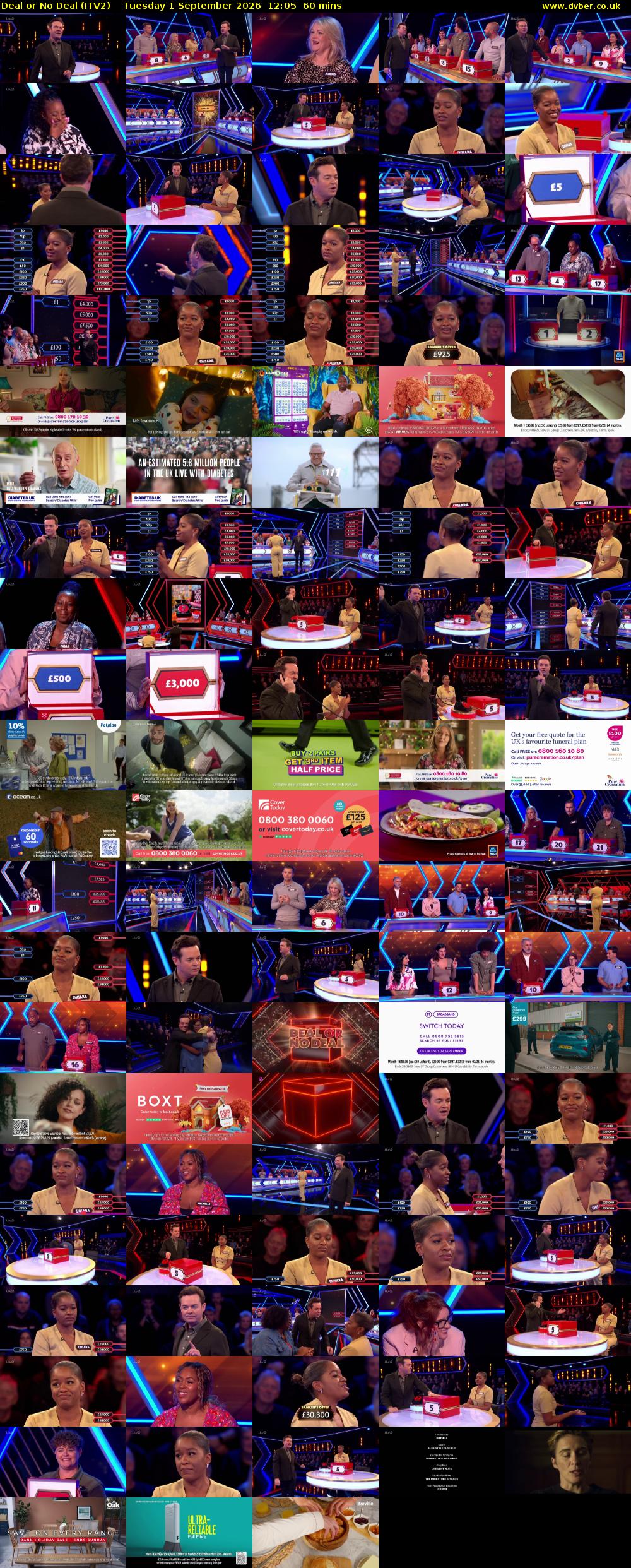 Deal or No Deal (ITV2) Tuesday 1 September 2026 12:05 - 13:05