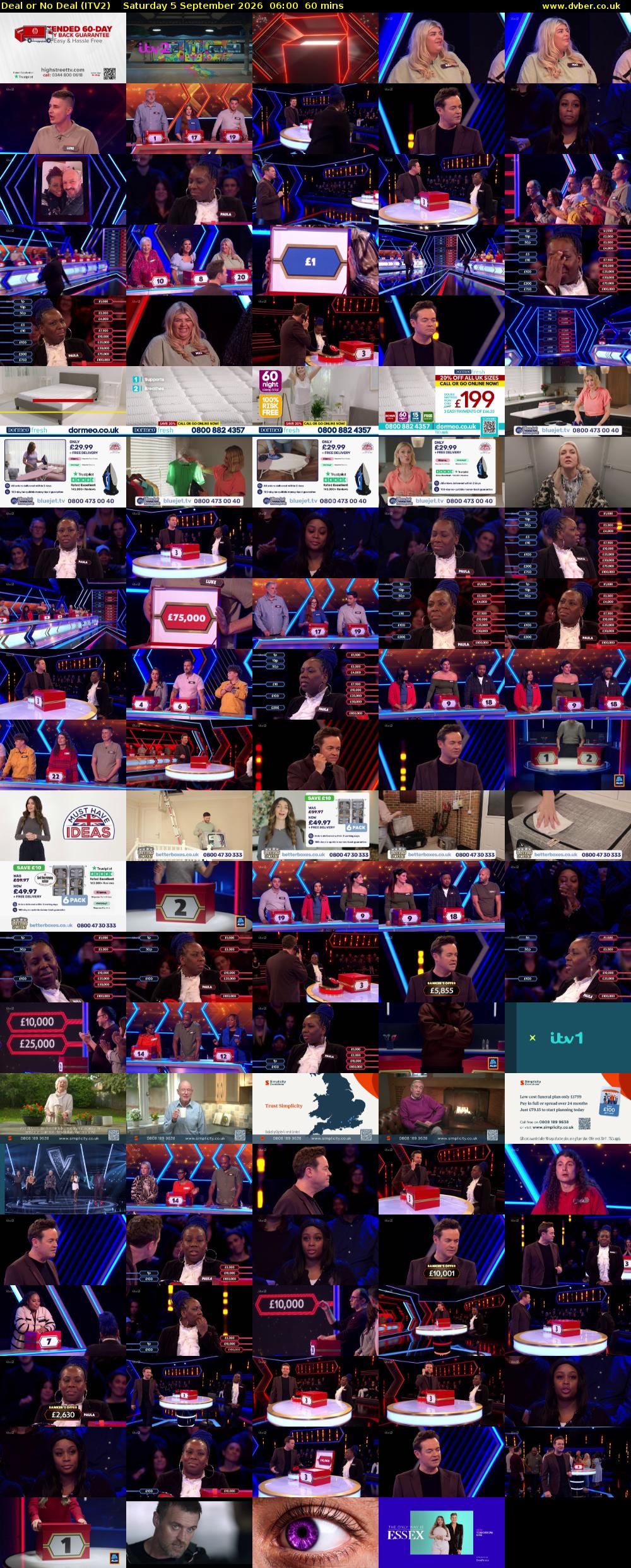 Deal or No Deal (ITV2) Saturday 5 September 2026 06:00 - 07:00