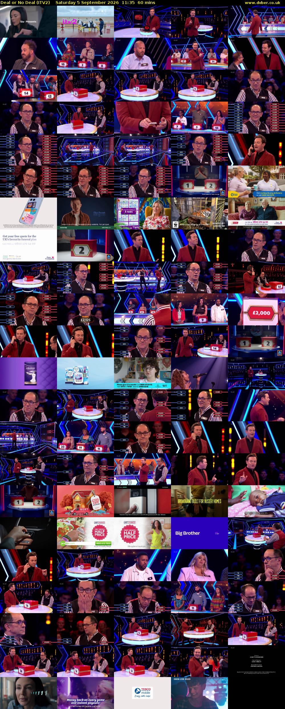 Deal or No Deal (ITV2) Saturday 5 September 2026 11:35 - 12:35