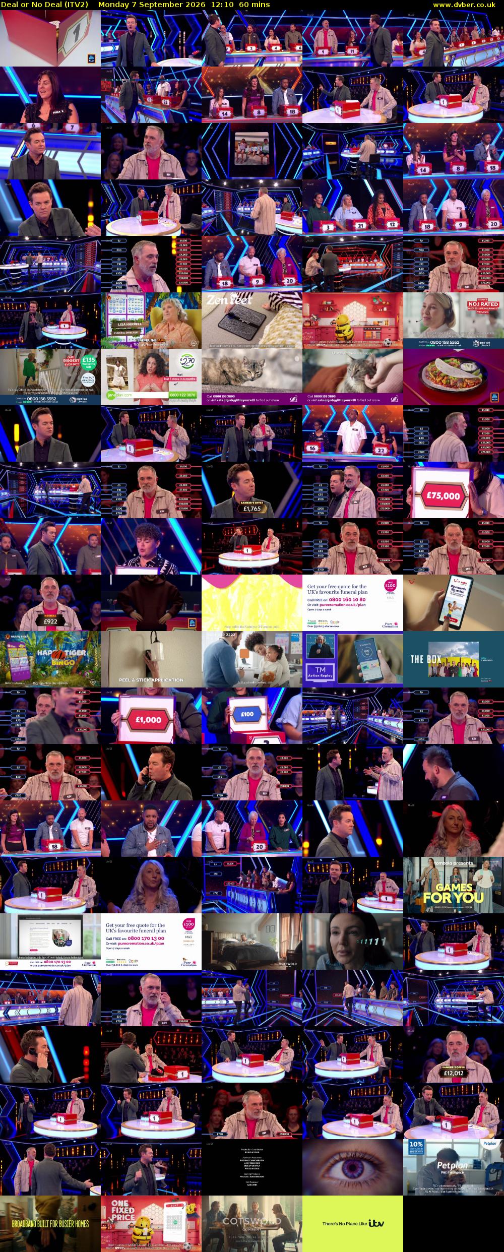Deal or No Deal (ITV2) Monday 7 September 2026 12:10 - 13:10