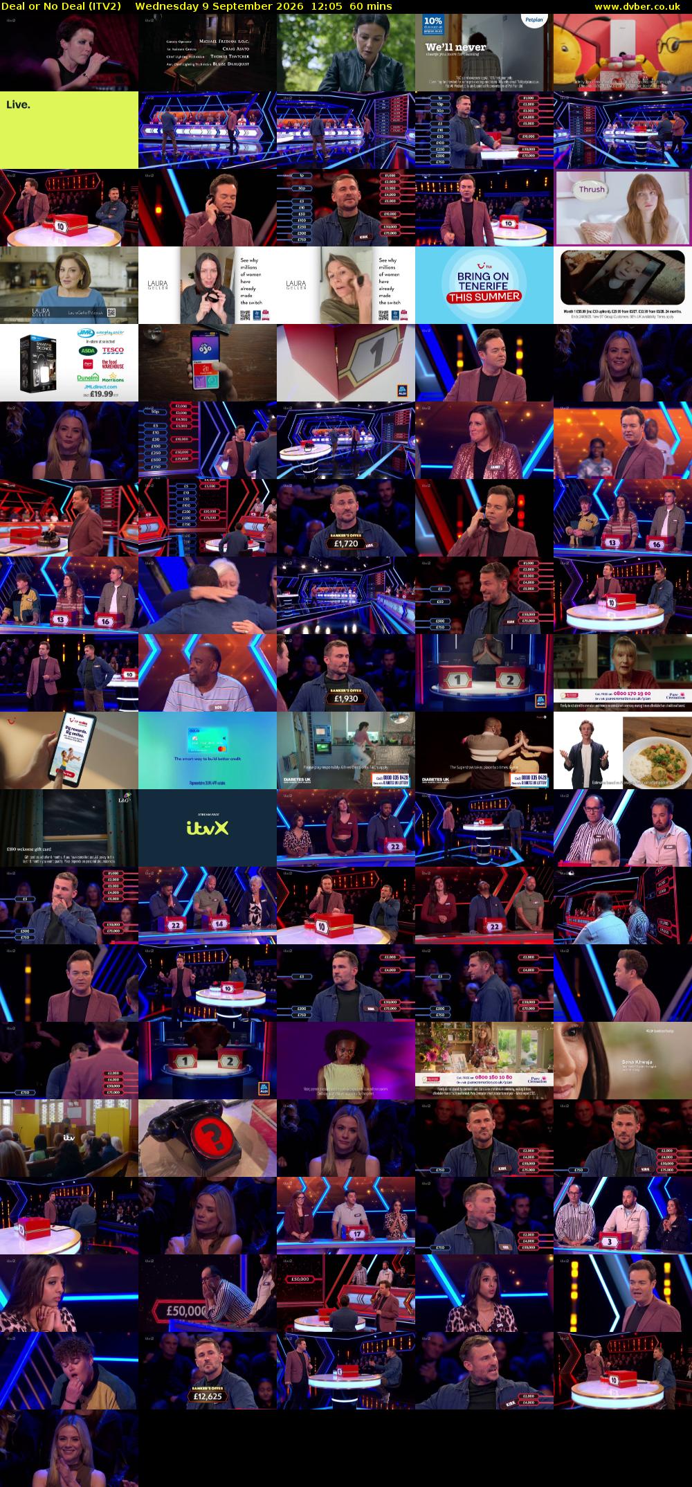 Deal or No Deal (ITV2) Wednesday 9 September 2026 12:05 - 13:05