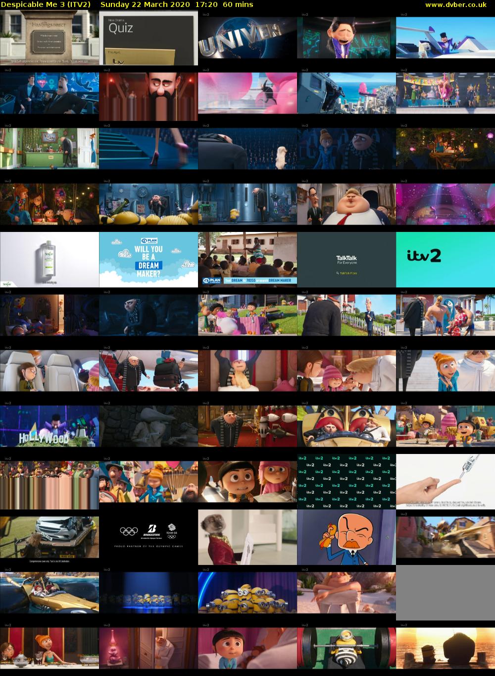 Despicable Me 3 (ITV2) Sunday 22 March 2020 17:20 - 18:20