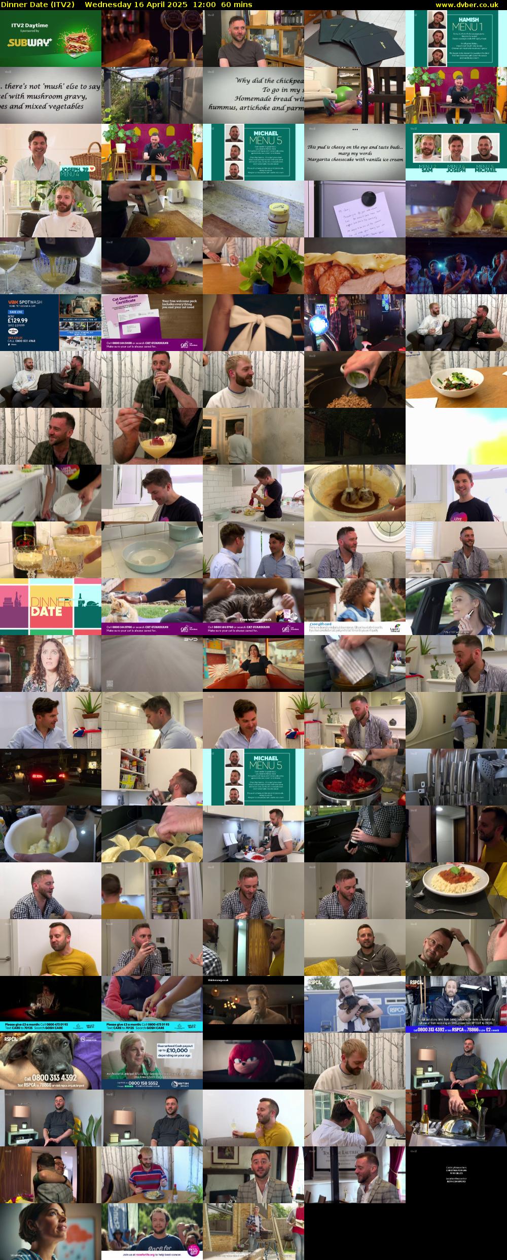Dinner Date (ITV2) Wednesday 16 April 2025 12:00 - 13:00