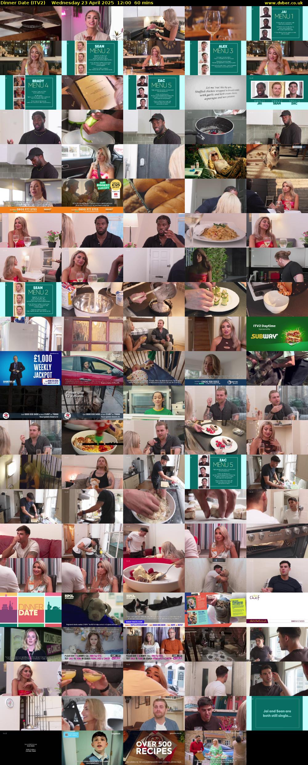 Dinner Date (ITV2) Wednesday 23 April 2025 12:00 - 13:00
