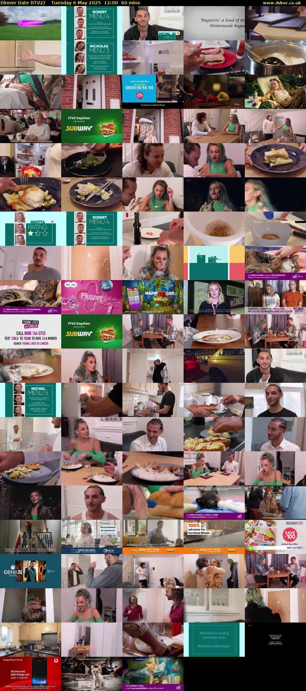 Dinner Date (ITV2) Tuesday 6 May 2025 12:00 - 13:00