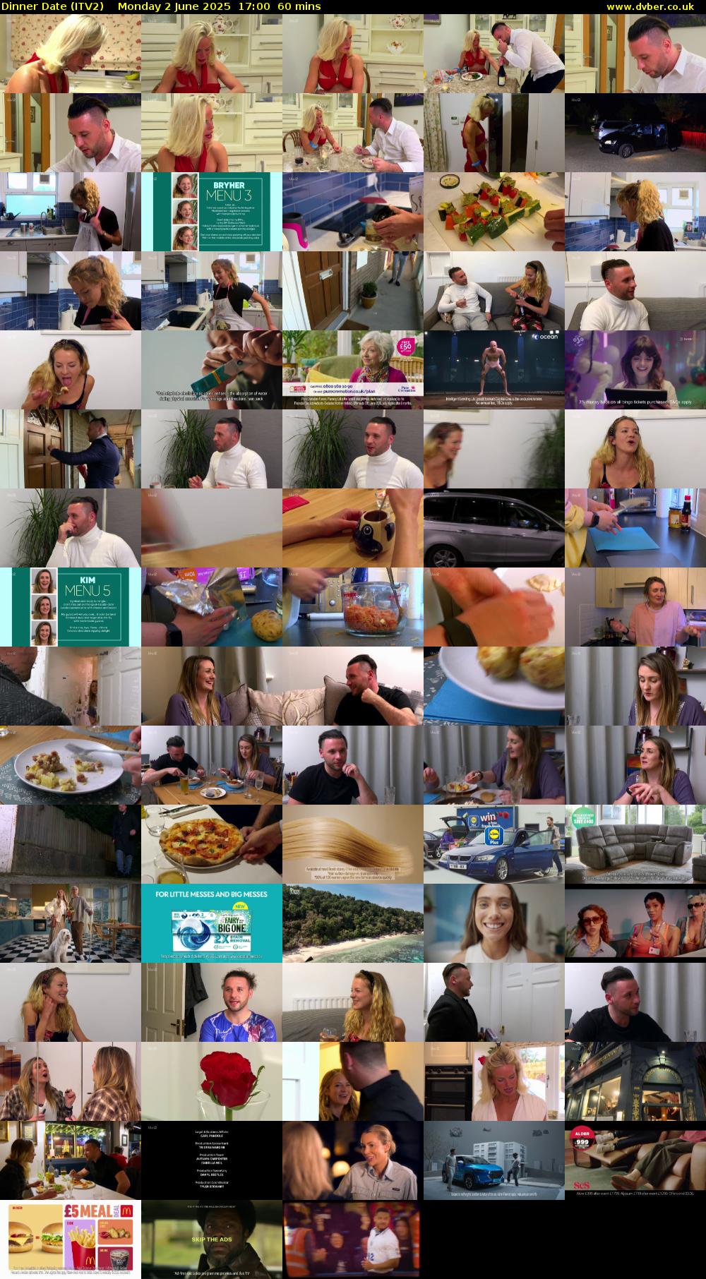 Dinner Date (ITV2) Monday 2 June 2025 17:00 - 18:00