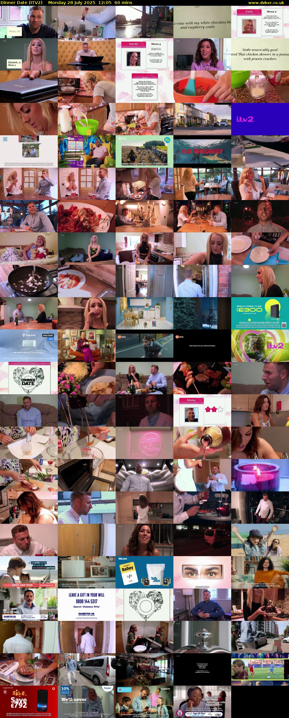 Dinner Date (ITV2) Monday 28 July 2025 12:05 - 13:05