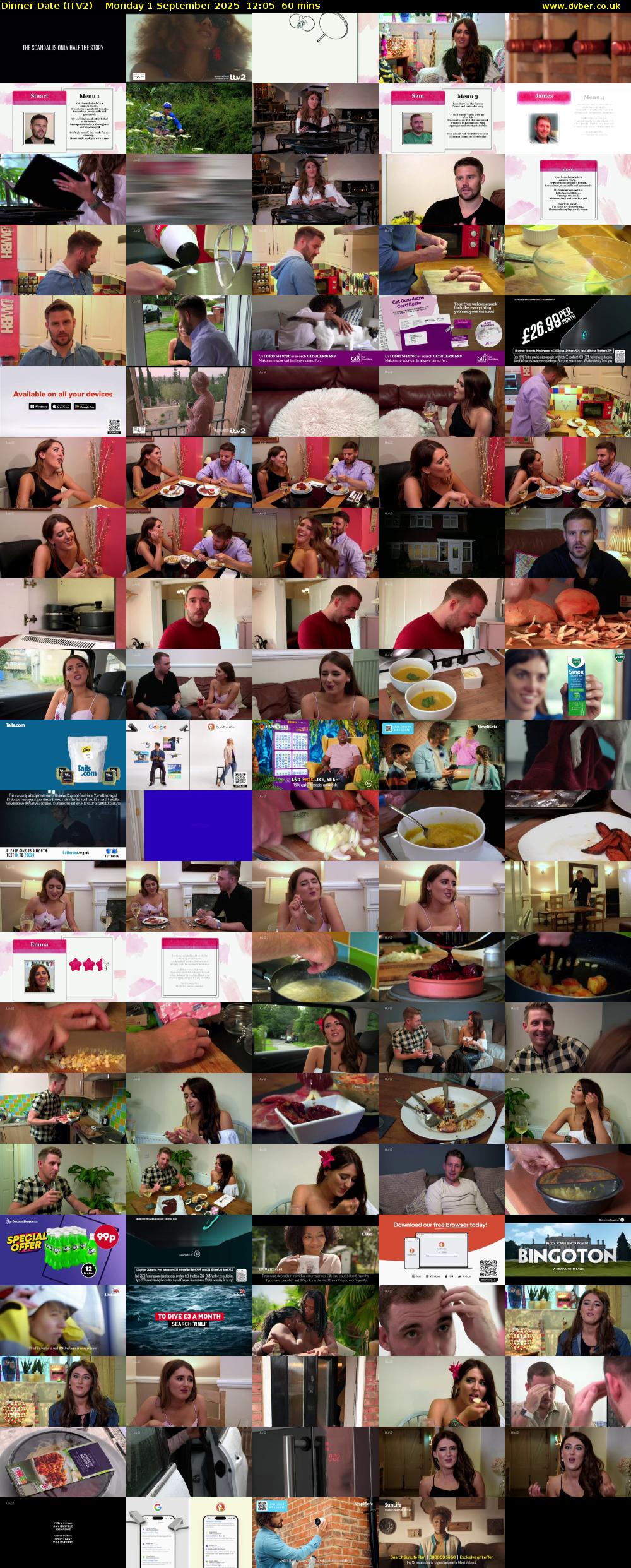 Dinner Date (ITV2) Monday 1 September 2025 12:05 - 13:05