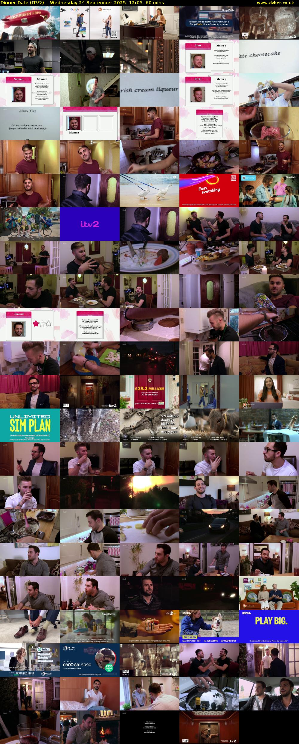 Dinner Date (ITV2) Wednesday 24 September 2025 12:05 - 13:05