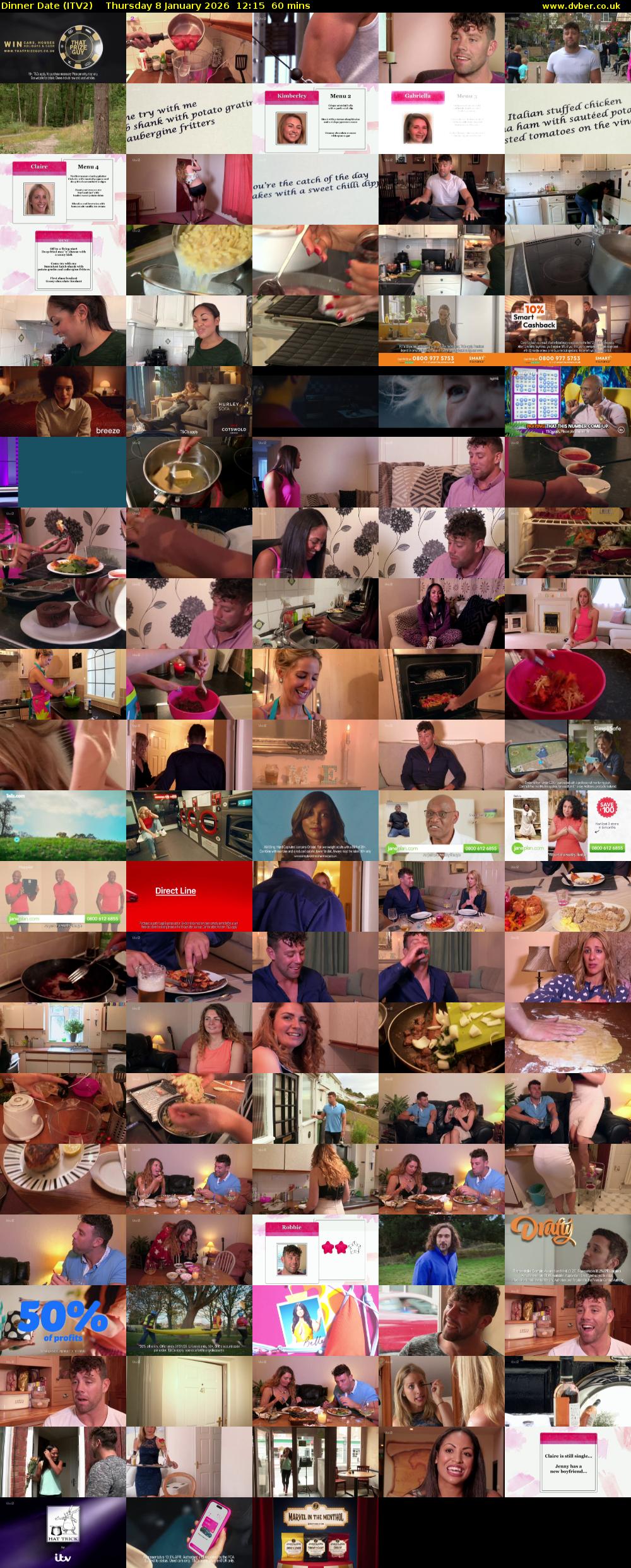 Dinner Date (ITV2) Thursday 8 January 2026 12:15 - 13:15